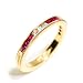 Anniversary Band or Stacking Ring Channel Set Half Circle with Alternating Diamonds and Rubies, Fine Millgrain Edge, 14k Yellow Gold, Ring Size 5.25 (T.w 0.40)
