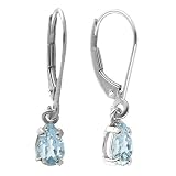 14K White Gold Aqua Drop Earrings