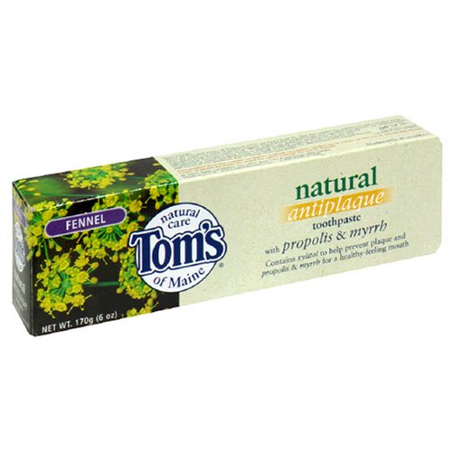Tom's of Maine Natural Antiplaque Toothpaste, Fennel, 6-Ounce Tubes (Pack of 6)