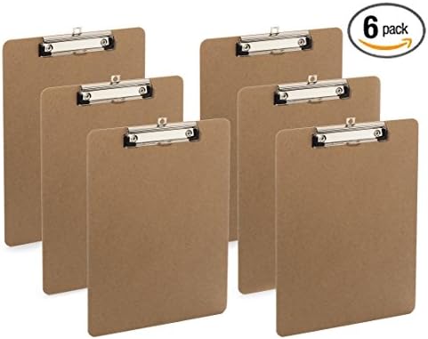 Clipboard Letter Size Low Profile Clip Hardboard Standard Size A4 (Pack of 6)
