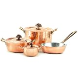 Amoretti Brothers Hammered Copper Cookware, 7 Piece Set - Bronze Handles