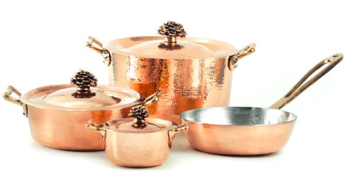 Amoretti Brothers Hammered Copper Cookware - 7 Piece Set - Bronze Handles product image