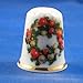 Porcelain China Collectable Thimble -- Christmas Wreath with Free Gift Box