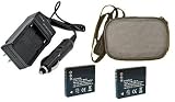 Multipack (2 Count): Extended Performance Replacement Battery PLUS Mini Battery Travel Charger for Specific Digital Camera and Camcorder Models / Compatible with PANASONIC CGA-S008 Charges with Intelligent Charge Technology - Includes Car Adapter, Hard Case Camera Bag and TWO Batteries