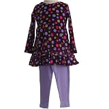 Flapdoodles Little Girls Purple Velvet Polka Dot Outfit Set Girl 4