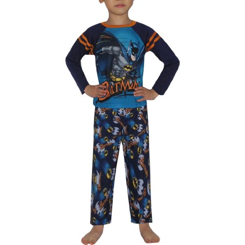  2 PCS SET: Boys Or Girls BATMAN Finest Sleepwear Pajama Top with cape & Pants Set - Royal Blue