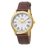 ESQ by Movado Men's 7301340 Filmore Brown Leather Strap Silver Dial Watch