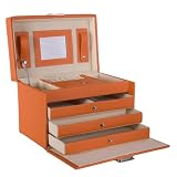 Produkt-Bild: Edler Schmuckkoffer XXL - ORANGE - Schatulle f&uuml;r Schmuck - Koffer f&uuml;r Ring und Kette