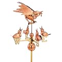 Mother Bird with Chicks Roof-Mount Weathervane- Polished Copper
