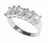 SilverBin Sterling Silver Anniversary Style Prong Set Clear Princess Cut CZ Ring