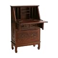 Hand Carved Drop Front Secretary Desk - Pecan