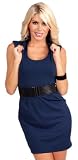 Chic Collared Pencil Cut Round Neck Padded Sleeves Fitted Princess Seam Officewear Belted Mini Dress