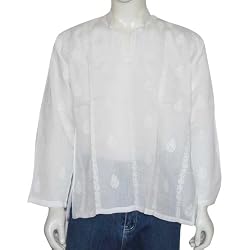 Clothing for Spring Mens Long Sleeve Cotton Shirt Kurta India Chest 44 Inches