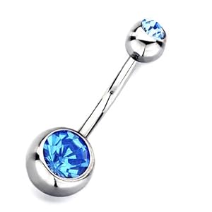 Pugster Mothers Day Gifts Ball Cap Light Sapphire Rhinestone Crystal Round Body Jewelry