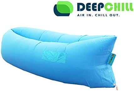 DeepChill Laybag Portable Inflatable Lounger for Beach, Camping and Dorm Room is Waterproof for Indoor Outdoor Use and Doubles as a Pool Float (Blue)