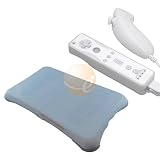 Light Blue Silicone Skin Case for Nintendo Wii Fit Balance Board + 4 Pack of Clear White Skin Case for Wii Remote Control / Controller & Nunchuk