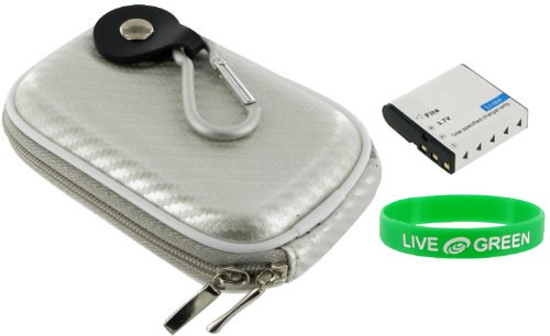 2n1 Hard Shell Case (Candy Silver) and EN-EL10 Battery for Nikon Coolpix S230 Digital Camera Jet Black