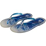 MLB L.A. Dodgers Ladies Slogan Jelly Flip Flops - Royal Blue (Large)