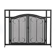 Woodfield Black Ornate Wrought Iron with Doors Screen for Fireplace