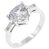 2.5 Carat (ct, cttw, ctw) Heart Cut Silver Tone Cubic Zirconia CZ Anniversary Ring (Size 5,6,7,8,9,10)