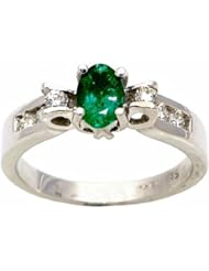 14K White Gold Emerald and Diamond Ring -- LIFETIME WARRANTY