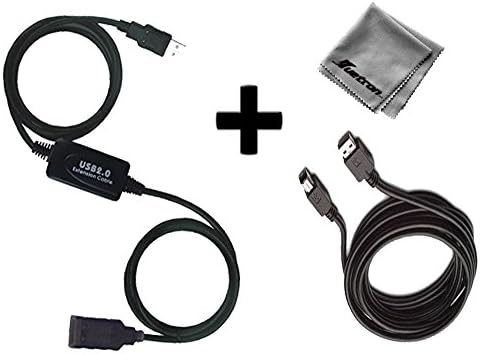 50ft USB 2.0 Extension & 10ft A Male/B Male Cable for Epson - WorkForce WF-2540 Network-Ready Wireless All-In-One Printer
