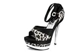 Leopard Peep Toe Platform High Heels W/ Double Ankle Straps Womens Shoes
