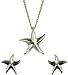 Silver Ladies Starfish Pendant and Earring Set with 18" Curb Chain