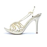 4 Inch High Heel Strap Rhinestone Sandals Sexy Mini Platform Shoes Black Gold Silver