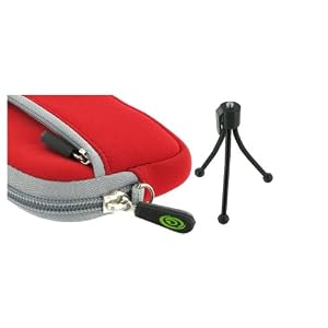 Sleeve Case (Red) and Tripod for Canon PowerShot A480 Digital Camera Deep Red