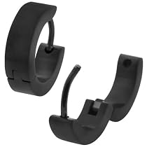 Inox Jewelry Black PVD 4mm 316L Stainless Steel Huggy Earrings