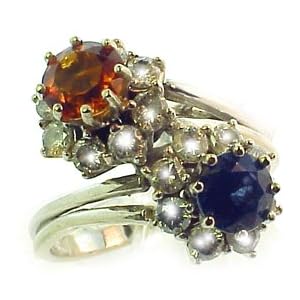 Buy Estate 2.60 ct tw Diamond, Sapphire and Citrine Ring by Antique and Estate Jewelry