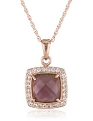 14k Gold over Sterling Silver Mother-Of-Pearl Square Purple Quartz Pendant Necklace, 18"