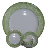 Wood and Sons Primula Green Dessert and Coffee Set (4 x Coffee Cup & Saucer 4 x Fruit Bowl 1 x Serving Plate)