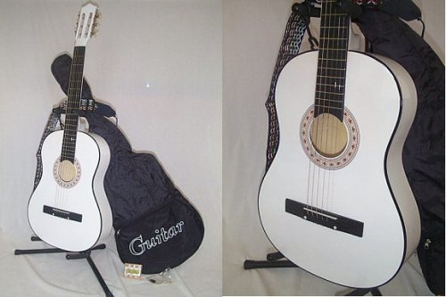 38 White Guitar with Carrying Bag And Accessories