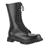 Search : MENS Gothic Mid Calf Boots Single Sole Low Heel Eyelet Leather Calf Boot Steel Toe , Size: 6 UK,Color: Black Leather