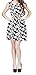Elacucos Women Print Sleeveless Summer Beach Skater Chiffon Sun Dress