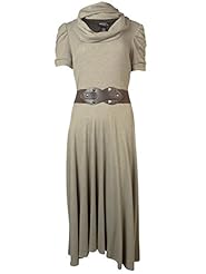 Belted Cowl Neck Sheath Short Sleeves Polyester/Rayon/Spandex Cocktail  Dress