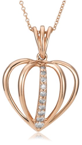 14k Rose Gold Pink Diamond Heart Pendant