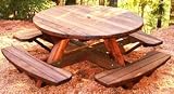 Forever Five-Foot Round Old Growth Picnic Table With Benches