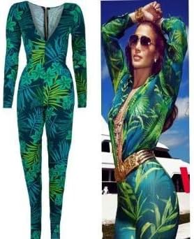 Womens Celebrity Inspired Botanic Print Jumpsuit (L/40)