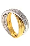 18k two-tone gold and channel-set interlocking diamond ring