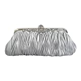 LadyGirl Elegant Party Clutch Bag, Prom Evening Handbag With Crystals, Gift Ideas--Colors Various, Price/Piece -GRAY