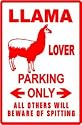 LLAMA LOVER PARKING ONLY pet zoo street sign