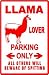 LLAMA LOVER PARKING ONLY pet zoo street sign