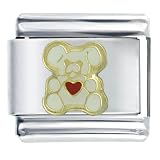 Animal Heart Bear White Italian Charm