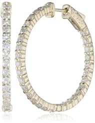 14kt Yellow Gold Diamond Inside and Outside Shared-Prong Hoops, 3 Cttw (H-I Color, SI2-I1Clarity)