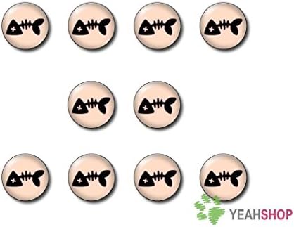 12mm Handmade Glass Round Domed Cabochons - Fishbone - 10PCS (R12-1-15)