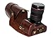 CEARI Detachable Protective Leather Camera Case for Canon EOS 5D Mark II III 5D2 5D3 24-105mm + Microfiber Clean Cloth - Coffee