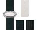 Cacharel - Montre Femme Acier - CW515ZAR0 - Quartz Analogique - Ovale - Pierres Blanches - 4 Bracelets Cuir Interchangeables